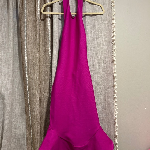 Hot Pink Backless Mermaid Hem Bandage Cocktail Dress - Small - Picture 3 of 4